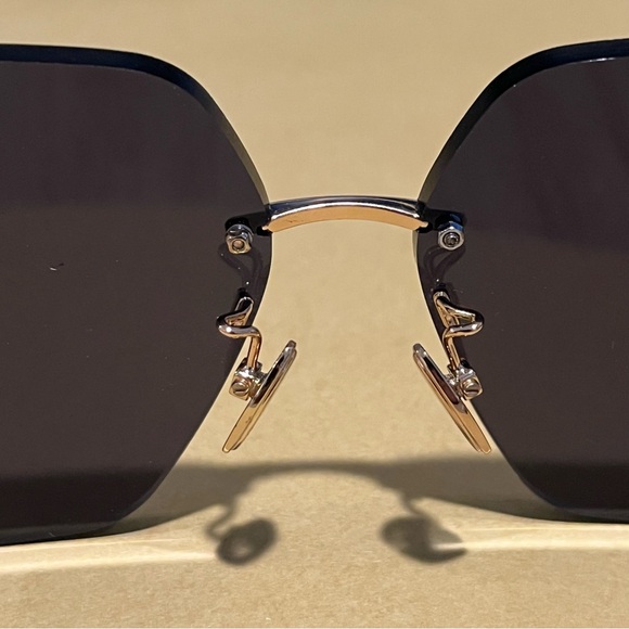 Isabel Marant IM0081/S Smoke Gold Rimless Metal Square 65mm Sunglasses - Picture 8 of 9